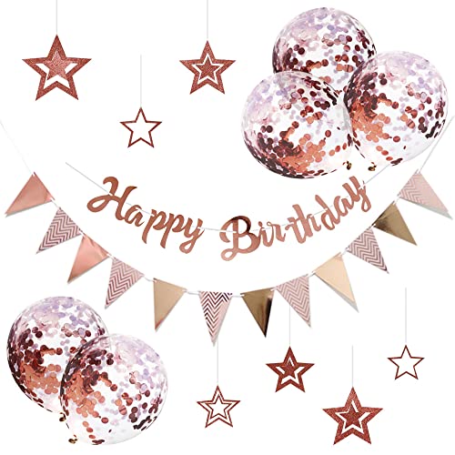 Happy Birthday Deko,Geburtstag Deko,Happy Birthday Set,Happy Birthday Banner mit 5 Latexballons,Girlande Happy Birthday,Geburtstags Fekoration Set für alle Altersgruppen, Jungen und Mädchen von MAMELI