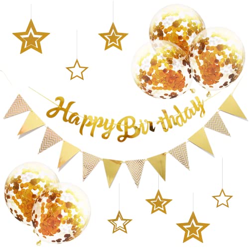 Happy Birthday Deko,Geburtstag Deko,Happy Birthday Set,Happy Birthday Banner mit 5 Latexballons,Girlande Happy Birthday,Geburtstags Fekoration Set für alle Altersgruppen, Jungen und Mädchen von MAMELI