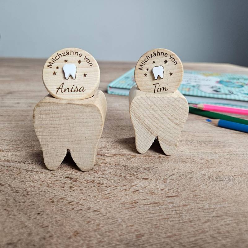 Milchzahndose Mit Namen | Zahndose Milchzähne Personalisiert Aufbewahren 3D Effekt Acryl Zahn Holz von MAMIRHOME