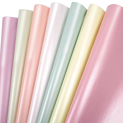 105 Blatt Seidenpapier, 7 Farben Seidenpapier Bunt zum Basteln Verpacken Geschenktüten, Seidenpapier Verpackungsmaterial, Metallic Seidenpapier für Geburtstag Hochzeit Weihnachten Babyparty, 50X35CM von MAMUNU