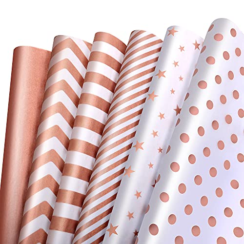 Geschenkpapier Seidenpapier Set, 120 Blatt Metallic Seidenpapier Bulk für Verpacken und Basteln, Rosegold Seidenpapier Verpackungsmaterial für Geschenktüten Geburtstag Hochzeit Weihnachten, 50 x 35 cm von MAMUNU