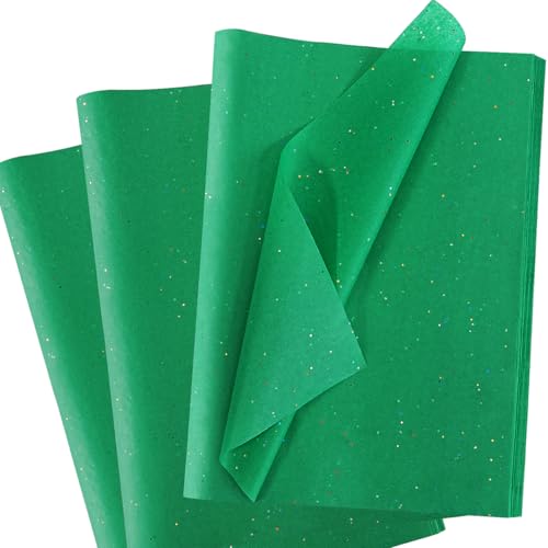 Grün Seidenpapier für Geschenktüten, 60 Blatt Glitzer Seidenpapier Verpackungsmaterial, Grün Bastelpapier mit Metallic-Folie, Glänzendes Geschenkpapier für Geburtstage, Weihnachten, 50 x 35 cm Grün Seidenpapier für Geschenktüten, 60 Blatt Glitzer Seidenpapier Verpackungsmaterial, Grün Bastelpapier mit Metallic-Folie, Glänzendes Geschenkpapier für Geburtstage, Weihnachten, 50 x 35 cm von MAMUNU