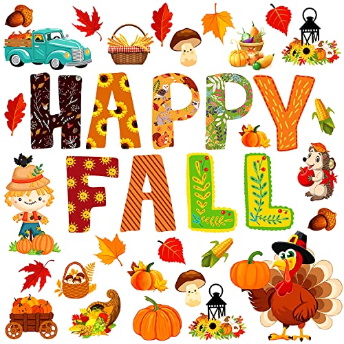 MAMUNU 56 Stück Herbst Dekoration Erntedankfest Aufkleber Stickers Set, Truthahn, Kürbis, Ahornblatt, Tannenzapfen Dekor für Erntedankfest Party Basteln Scrapbooking Sammelalbum Wand Dekoration MAMUNU 56 Stück Herbst Dekoration Erntedankfest Aufkleber Stickers Set, Truthahn, Kürbis, Ahornblatt, Tannenzapfen Dekor für Erntedankfest Party Basteln Scrapbooking Sammelalbum Wand Dekoration von MAMUNU