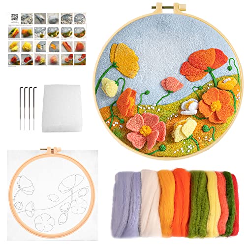 MAMUNU Nadelfilz Set für Anfänger Erwachsene, Wolle Malerei Filz Filz-Kit für Heimdekoration, Wolle Nadel Filz Set mit Nadelfilzpad, Filznadeln, Filzwolle, dekorativer Rahmen und Anleitung MAMUNU Nadelfilz Set für Anfänger Erwachsene, Wolle Malerei Filz Filz-Kit für Heimdekoration, Wolle Nadel Filz Set mit Nadelfilzpad, Filznadeln, Filzwolle, dekorativer Rahmen und Anleitung von MAMUNU