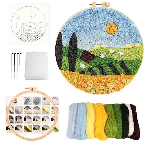 MAMUNU Nadelfilz Set für Anfänger Erwachsene, Wolle Malerei Filz-Kit für Heimdekoration, Wolle Nadel Filz Set mit Nadelfilzpad, Filznadeln, Filzwolle, dekorativer Rahmen und Anleitung MAMUNU Nadelfilz Set für Anfänger Erwachsene, Wolle Malerei Filz-Kit für Heimdekoration, Wolle Nadel Filz Set mit Nadelfilzpad, Filznadeln, Filzwolle, dekorativer Rahmen und Anleitung von MAMUNU