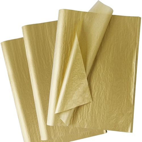 Seidenpapier für Geschenktüten, 60 Blatt Seidenpapier Verpackungsmaterial, Gold Metallic Bastelpapier mit Perlmutt, Glänzendes Geschenkpapier für Geburtstage, Weihnachten, 50 x 35 cm Seidenpapier für Geschenktüten, 60 Blatt Seidenpapier Verpackungsmaterial, Gold Metallic Bastelpapier mit Perlmutt, Glänzendes Geschenkpapier für Geburtstage, Weihnachten, 50 x 35 cm von MAMUNU