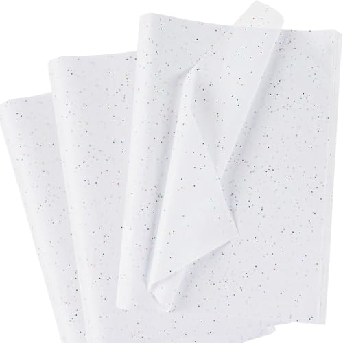 Weiß Seidenpapier für Geschenktüten, 60 Blatt Glitzer Seidenpapier Verpackungsmaterial, Weiß Bastelpapier mit Metallic-Folie, Glänzendes Geschenkpapier für Geburtstage, Weihnachten, 50 x 35 cm Weiß Seidenpapier für Geschenktüten, 60 Blatt Glitzer Seidenpapier Verpackungsmaterial, Weiß Bastelpapier mit Metallic-Folie, Glänzendes Geschenkpapier für Geburtstage, Weihnachten, 50 x 35 cm von MAMUNU