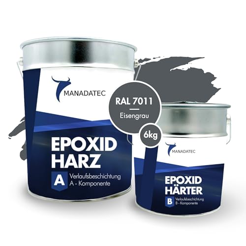 MANADATEC 2k Epoxidharz Verlaufsbeschichtung 6kg I RAL 7011 Eisengrau I Lösemittelfrei, Umweltfreundlich & Geruchsneutral I Für ebene Garagen-, Keller- & Werkstattböden I Hohe Belastbarkeit MANADATEC 2k Epoxidharz Verlaufsbeschichtung 6kg I RAL 7011 Eisengrau I Lösemittelfrei, Umweltfreundlich & Geruchsneutral I Für ebene Garagen-, Keller- & Werkstattböden I Hohe Belastbarkeit von MANADATEC