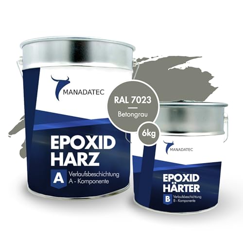 MANADATEC 2k Epoxidharz Verlaufsbeschichtung 6kg I RAL 7023 Betongrau I Lösemittelfrei, Umweltfreundlich & Geruchsneutral I Für ebene Garagen-, Keller- & Werkstattböden I Hohe Belastbarkeit MANADATEC 2k Epoxidharz Verlaufsbeschichtung 6kg I RAL 7023 Betongrau I Lösemittelfrei, Umweltfreundlich & Geruchsneutral I Für ebene Garagen-, Keller- & Werkstattböden I Hohe Belastbarkeit von MANADATEC