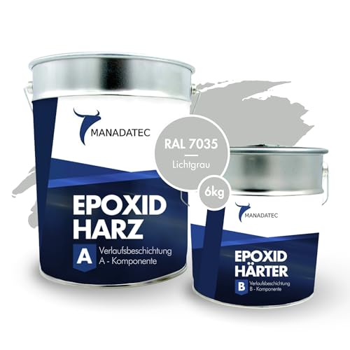 MANADATEC 2k Epoxidharz Verlaufsbeschichtung 6kg I RAL 7035 Lichtgrau I Lösemittelfrei, Umweltfreundlich & Geruchsneutral I Für ebene Garagen-, Keller- & Werkstattböden I Hohe Belastbarkeit MANADATEC 2k Epoxidharz Verlaufsbeschichtung 6kg I RAL 7035 Lichtgrau I Lösemittelfrei, Umweltfreundlich & Geruchsneutral I Für ebene Garagen-, Keller- & Werkstattböden I Hohe Belastbarkeit von MANADATEC