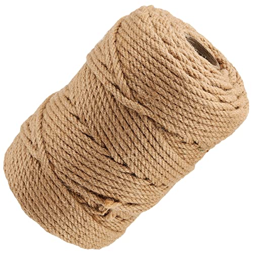 MANCHAP 100 m x 6 mm natürliches Juteseil, 100 m x 0,6 cm, 4 Stränge, gedrehtes Juteseil, geflochtenes Hanfseil, Jute-Schnur für Handwerk, Bündeln, Gartendekoration von MANCHAP