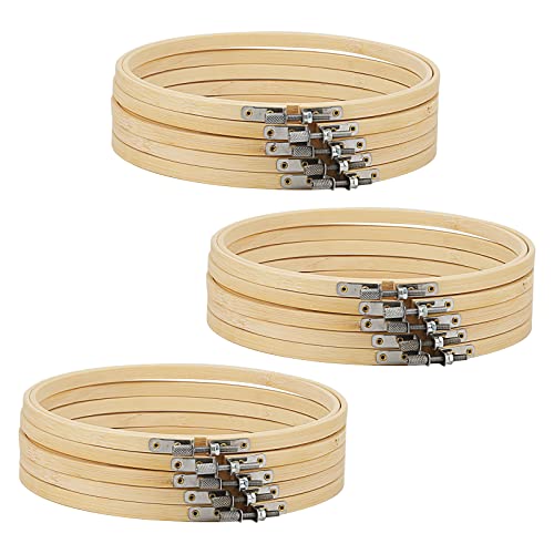 MANCHAP 15 Stück 20 cm Stickrahmen, verstellbare Stickringe, Bambus-Kreuzstich-Ringe zum Basteln von MANCHAP