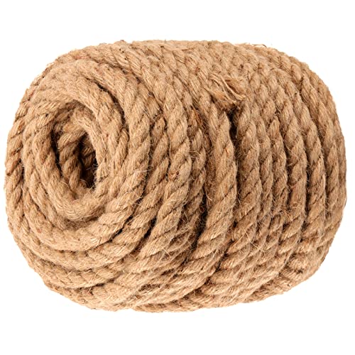 MANCHAP 20 m x 12 mm natürliches Juteseil, 4-strängiges gedrehtes Juteseil, geflochtenes Hanfseil, dicke Jute-Schnur für Basteln, Bündeln, Gartendekoration von MANCHAP