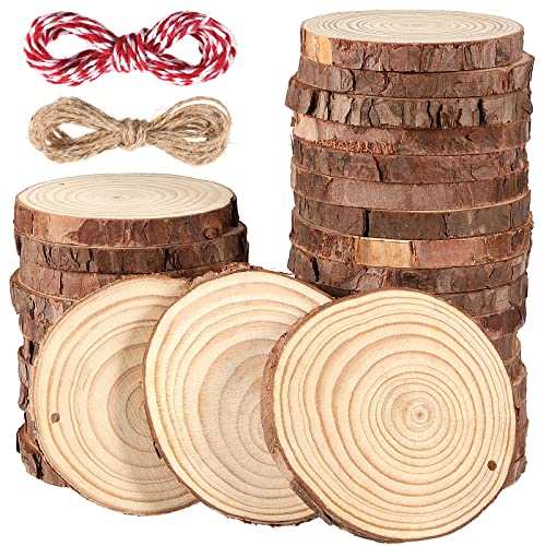 MANCHAP 30 Stück Holzscheiben mit Loch 9-10 cm, Holz Log Scheiben, Unlackierte Holzkreise mit Hängender Schnur, Runde Holzscheitscheiben zum Basteln, Malen MANCHAP 30 Stück Holzscheiben mit Loch 9-10 cm, Holz Log Scheiben, Unlackierte Holzkreise mit Hängender Schnur, Runde Holzscheitscheiben zum Basteln, Malen von MANCHAP