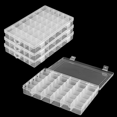 MANCHAP 4 Stück Aufbewahrungsbox mit 36 Fächern Verstellbare, 27 x 17 x 4,1 cm, Perlen Aufbewahrungsbox Organizer, Schmuck Organizer Kunststoff, Plastik Sortierboxen für Kleinteile von MANCHAP