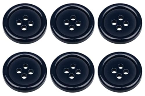 Knöpfe, rund, flach, 4 Löcher, 28 l, 28 l, Marineblau, 6 Stück Knöpfe, rund, flach, 4 Löcher, 28 l, 28 l, Marineblau, 6 Stück von MANDITTIONS