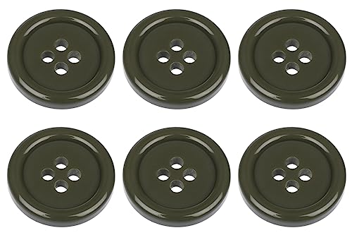 Runde Knöpfe zum Aufnähen, 18 mm, flach, 4 Löcher, 28 l, Olivgrün, 6 Stück Runde Knöpfe zum Aufnähen, 18 mm, flach, 4 Löcher, 28 l, Olivgrün, 6 Stück von MANDITTIONS