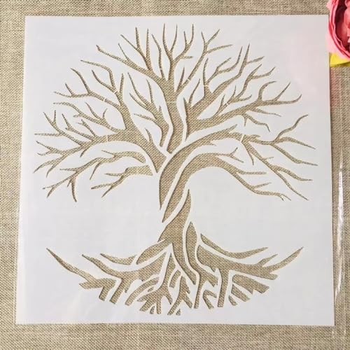 30 x 30 cm große Mandala-Glücksbaum-Schablonen zum Malen auf Holz, Leinwand, Papier, Boden, lasergeschnittene Malschablone für Heimdekoration, Bastelprojekte, Stil D 30 x 30 cm große Mandala-Glücksbaum-Schablonen zum Malen auf Holz, Leinwand, Papier, Boden, lasergeschnittene Malschablone für Heimdekoration, Bastelprojekte, Stil D von MANGOUSONG
