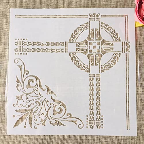 30 x 30 cm große Vintage-Palast-Kreuzrahmen-Schablonen zum Malen auf Holz, Leinwand, Papier, Boden, lasergeschnittene Malschablone für Heimdekoration, Bastelprojekte 30 x 30 cm große Vintage-Palast-Kreuzrahmen-Schablonen zum Malen auf Holz, Leinwand, Papier, Boden, lasergeschnittene Malschablone für Heimdekoration, Bastelprojekte von MANGOUSONG