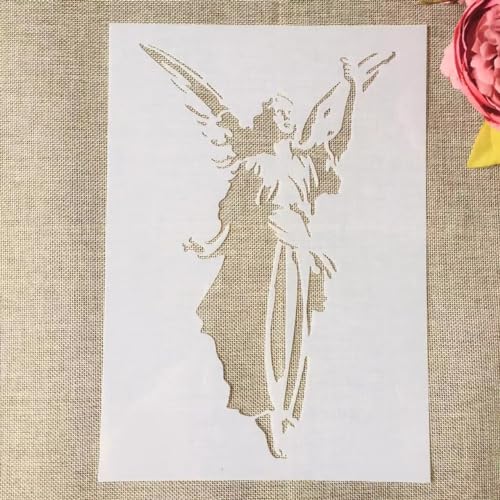 A4 29 cm Engel Göttin Schablonen zum Malen auf Holz, Leinwand, Papier, Boden, lasergeschnittene Malschablone für Heimdekoration, Bastelprojekte von MANGOUSONG