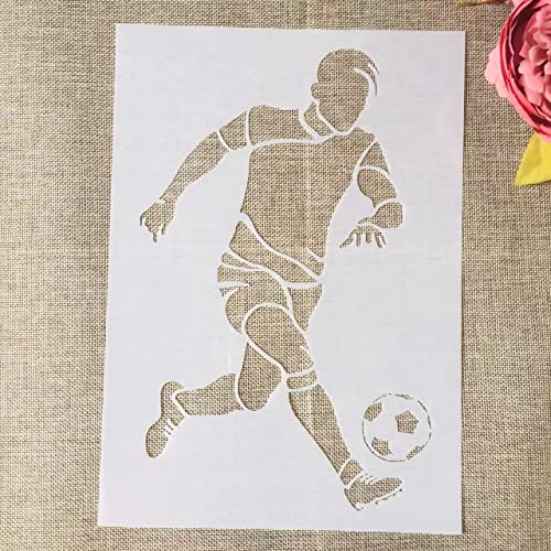 A4 29 cm Fußball-Sport-Schablonen zum Malen auf Holz, Leinwand, Papier, Boden, lasergeschnittene Malschablone für Heimdekoration, Bastelprojekte von MANGOUSONG