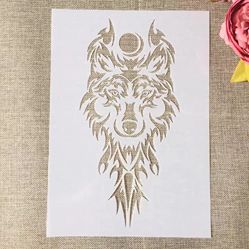 A4 29 cm Wolf Hund Totem Schablonen zum Malen auf Holz, Leinwand, Papier, Boden, lasergeschnittene Malschablone für Heimdekoration, Bastelprojekte A4 29 cm Wolf Hund Totem Schablonen zum Malen auf Holz, Leinwand, Papier, Boden, lasergeschnittene Malschablone für Heimdekoration, Bastelprojekte von MANGOUSONG