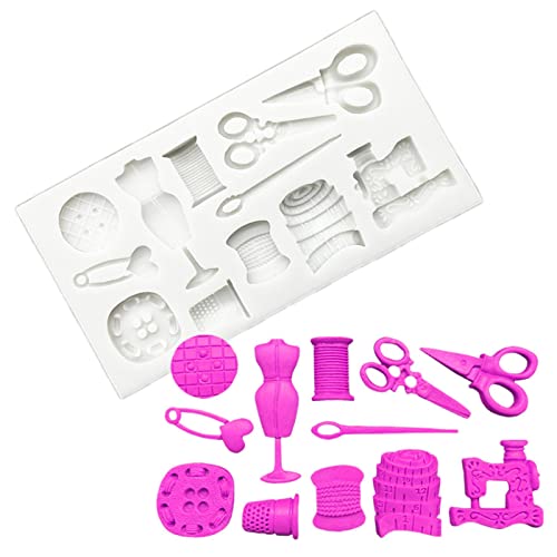 Fondant-Silikonform, 11,1 x 6 cm, Nähmaschine, Schere, Knopf, Silikon, Sugarcraft, Cupcake, Backform, Fondant, Kuchendekorationswerkzeuge Fondant-Silikonform, 11,1 x 6 cm, Nähmaschine, Schere, Knopf, Silikon, Sugarcraft, Cupcake, Backform, Fondant, Kuchendekorationswerkzeuge von MANGOUSONG