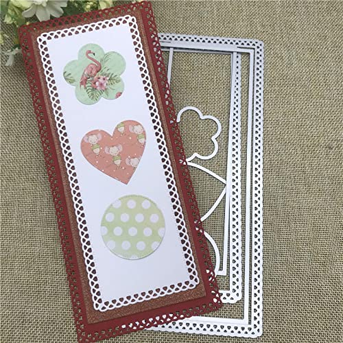 Karten-Stanzschablonen, 10 x 22,7 cm, große Etikettenform, Spitzenrahmen, Metall-Stanzformen, Schablonen für Scrapbooking, dekorative Prägeschablone Karten-Stanzschablonen, 10 x 22,7 cm, große Etikettenform, Spitzenrahmen, Metall-Stanzformen, Schablonen für Scrapbooking, dekorative Prägeschablone von MANGOUSONG