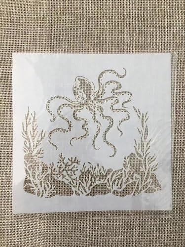 Schablonen für Kartenherstellung, 13 cm, Oktopus-Schablonen zum Malen auf Holz, Wänden, Möbeln, Leinwand, Stoff, Felsen, Karten, Album, Papier, Sammelalbum, Dekoration von MANGOUSONG
