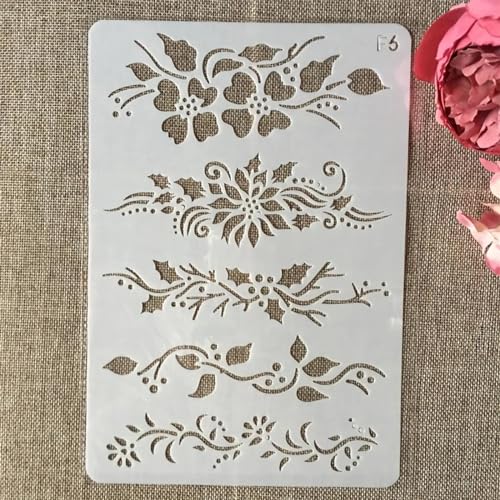 Schablonen für Kartenherstellung, 26 x 17,8 cm, Blumenblätter, Linienschablonen zum Malen auf Holz, Wänden, Möbeln, Leinwand, Stoff, Felsen, Kartenalbum, Papier, Scrapbooking, Dekor, Stil 6 von MANGOUSONG