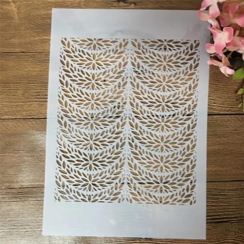 Schablonen für Kartenherstellung, A4, 29 cm, Blattgeometrie-Schablonen zum Malen auf Holz, Wänden, Möbeln, Leinwand, Stoff, Felsen, Kartenalbum, Papier, Sammelalbum, Dekor, Stil M von MANGOUSONG