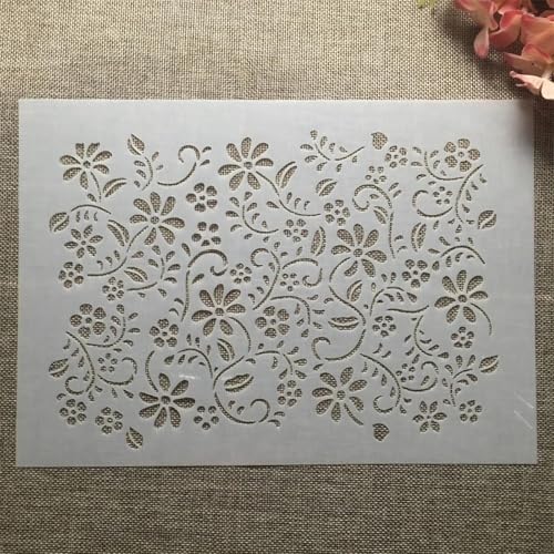 Schablonen für Kartenherstellung, A4, 29 cm, Blumenblätter, Texturschablonen zum Malen auf Holz, Wänden, Möbeln, Leinwand, Stoff, Felsen, Karten, Album, Papier, Sammelalbum, Dekoration von MANGOUSONG