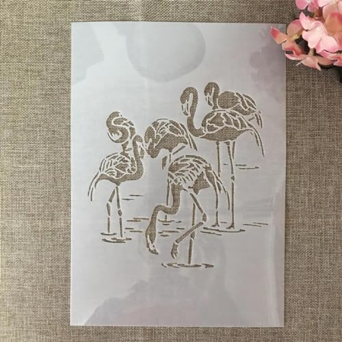 Schablonen für Kartenherstellung, A4, 29 cm, Flamingo-Angelschablonen zum Malen auf Holz, Wänden, Möbeln, Leinwand, Stoff, Felsen, Karten, Album, Papier, Sammelalbum, Dekoration von MANGOUSONG