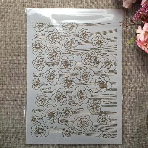 Schablonen für Kartenherstellung, A4, 29 cm, Rosenstrauß, Textur-Schablonen zum Malen auf Holz, Wänden, Möbeln, Leinwand, Stoff, Felsen, Karten, Album, Papier, Scrapbook-Dekoration von MANGOUSONG