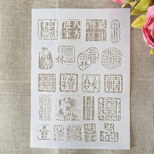 Schablonen für Kartenherstellung, A4, 29 cm, chinesische Briefmarkensammlung, Schablonen zum Malen auf Holz, Wänden, Möbeln, Leinwand, Stoff, Felsen, Kartenalbum, Papier, Scrapbook-Dekoration von MANGOUSONG