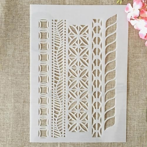 Schablonen für Kartenherstellung, A4, 29 cm, geometrische Linien, Schablonen zum Malen auf Holz, Wänden, Möbeln, Leinwand, Stoff, Felsen, Karten, Album, Papier, Scrapbooking, Dekoration von MANGOUSONG