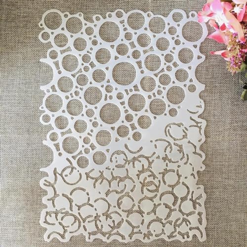 Schablonen für Kartenherstellung, A4, 29 cm, unregelmäßige Blasenkreise, runde Schablonen zum Malen auf Holz, Wänden, Möbeln, Leinwand, Stoff, Felsen, Karten, Album, Papier, Scrapbook-Dekoration von MANGOUSONG