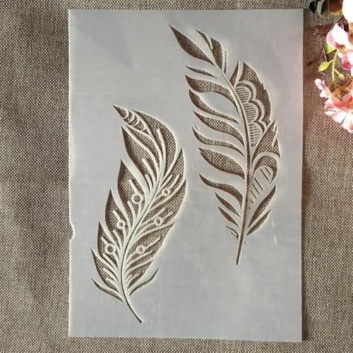 Schablonen für Kartenherstellung, A4, 29 x 21 cm, Federschablonen zum Malen auf Holz, Wänden, Möbeln, Leinwand, Stoff, Felsen, Karten, Album, Papier, Scrapbooking, Dekoration von MANGOUSONG