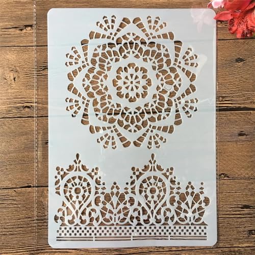 Schablonen für Kartenherstellung, A4, 29 x 21 cm, Mädchen, Blume, chinesische Wörter, Schablonen zum Malen auf Holz, Wänden, Möbeln, Leinwand, Stoff, Felsen, Karten, Album, Papier, Scrapbooking, Dekor von MANGOUSONG