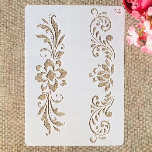 Schablonen für Kartenherstellung, A4, 29 x 21 cm, Rosen-Blumen-Randschablonen zum Malen auf Holz, Wänden, Möbeln, Leinwand, Stoff, Felsen, Kartenalbum, Papier, Scrapbooking, Dekor, Stil G von MANGOUSONG