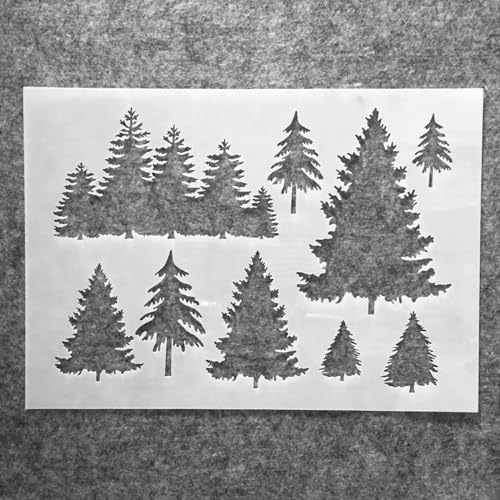 Schablonen für Kartenherstellung, A4, 29 x 21 cm, Waldkiefer, Schablonen zum Malen auf Holz, Wänden, Möbeln, Leinwand, Stoff, Felsen, Kartenalbum, Papier, Sammelalbum, Dekor, Stil A von MANGOUSONG