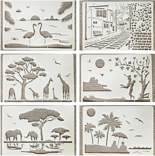 Schablonen zum Malen auf Holz, A4, 29 cm, Elefant, Afrika-Liebhaber, wiederverwendbare Zeichenschablonen zum Malen an der Wand, Kartenherstellung, Heimdekoration, 6 Stück Schablonen zum Malen auf Holz, A4, 29 cm, Elefant, Afrika-Liebhaber, wiederverwendbare Zeichenschablonen zum Malen an der Wand, Kartenherstellung, Heimdekoration, 6 Stück von MANGOUSONG