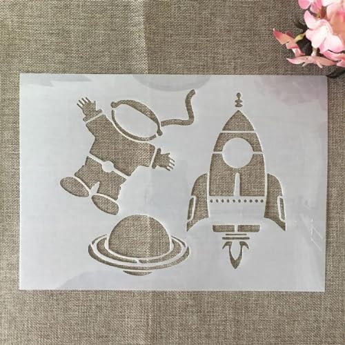 Schablonen zum Malen auf Holz, A4, 29 cm, Sonnensystem, Planeten, wiederverwendbare Zeichenschablonen zum Malen an der Wand, Kartenherstellung, Heimdekor-Stil C von MANGOUSONG