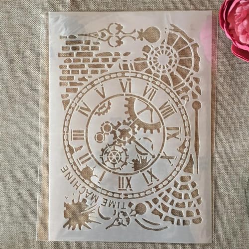 Schablonen zum Malen auf Holz, A4, 29 cm, Vintage-Stil, Uhrzeit, Ziegelmauer, wiederverwendbare Zeichenschablonen zum Malen an der Wand, Kartenherstellung, Heimdekoration Schablonen zum Malen auf Holz, A4, 29 cm, Vintage-Stil, Uhrzeit, Ziegelmauer, wiederverwendbare Zeichenschablonen zum Malen an der Wand, Kartenherstellung, Heimdekoration von MANGOUSONG