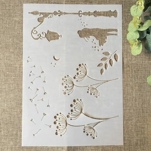Schablonen zum Malen auf Holz, A4, 29 x 21 cm, Löwenzahn, wiederverwendbare Zeichenschablonen zum Malen an der Wand, Kartenherstellung, Heimdekoration Schablonen zum Malen auf Holz, A4, 29 x 21 cm, Löwenzahn, wiederverwendbare Zeichenschablonen zum Malen an der Wand, Kartenherstellung, Heimdekoration von MANGOUSONG
