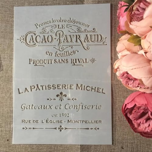 Schablonen zum Malen auf Holz, A4, 29 x 21 cm, Paris-Blumenrand, wiederverwendbare Zeichenschablonen zum Malen an der Wand, Kartenherstellung, Heimdekor-Stil I von MANGOUSONG