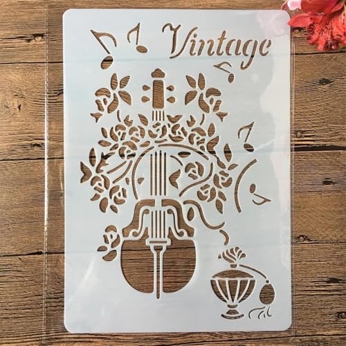Schablonen zum Malen auf Holz, A4, 29 x 21 cm, Vintage-Musik-Violine, wiederverwendbare Zeichenschablonen zum Malen an der Wand, Kartenherstellung, Heimdekoration Schablonen zum Malen auf Holz, A4, 29 x 21 cm, Vintage-Musik-Violine, wiederverwendbare Zeichenschablonen zum Malen an der Wand, Kartenherstellung, Heimdekoration von MANGOUSONG