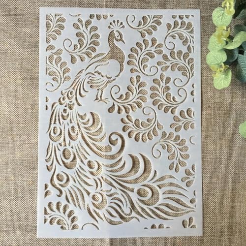 Schablonen zum Malen auf Holz, A4, 29 x 21 cm, große Feder, wiederverwendbare Zeichenschablonen zum Malen an der Wand, Kartenherstellung, Heimdekor-Stil K von MANGOUSONG