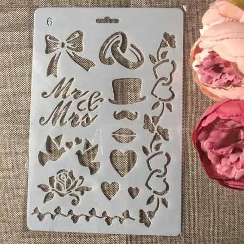 Schablonen zur Kartenherstellung, 27,5 x 19 cm, Blumenranken, Pflanzen, Schablonen zum Malen auf Holz, Wänden, Möbeln, Leinwand, Stoff, Felsen, Kartenalbum, Papier, Sammelalbum, Dekor, Stil 9 von MANGOUSONG