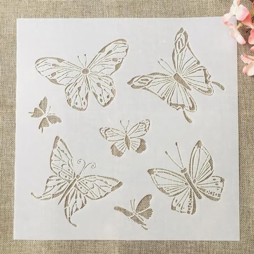 Schablonen zur Kartenherstellung, 30 x 30 cm, Insekten-Schmetterlinge, Schablonen zum Malen auf Holz, Wänden, Möbeln, Leinwand, Stoff, Felsen, Kartenalbum, Papier, Sammelalbum, Dekor, Stil A von MANGOUSONG